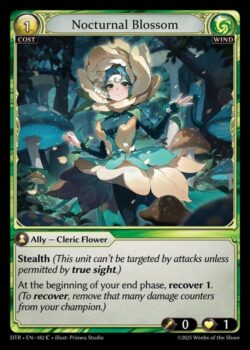 stealth(このユニットは、<b>true sight</b>によって許可されない限り、攻撃の対象にならない。)<br>
あなたのエンドフェイズ開始時、<b>Recover 1</b>する。(回復するには、あなたのチャンピオンからその数のダメージカウンターを取り除く。)