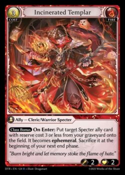 <b>クラスボーナス 登場時</b>:あなたの墓地にあるリザーブコスト3以下のSpecter Allyカード1枚を対象とし、それを場に出す。それはエフェメラルになる。次のあなたのエンドフェイズ開始時にそれを生け贄に捧げる。