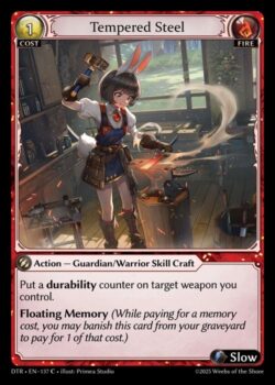 あなたがコントロールする対象の武器1つにdurabilityカウンターを1個置く。<br>
<b>フローティングメモリー</b>(メモリーコストを支払う際、このカードを墓地から追放して、そのコストの1つを支払ってもよい。)
